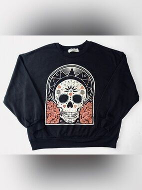 Wound Up Sugar Skull Floral Sweatshirt
